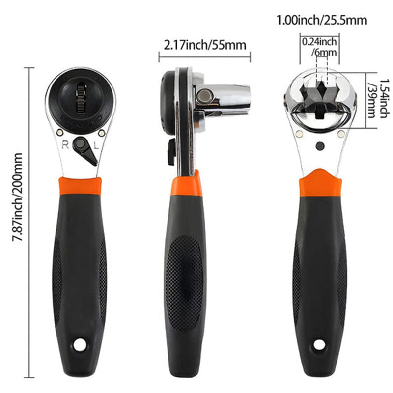Ratchet Wrench Adjustable 60-Tooth Chrome-Vanadium Steel