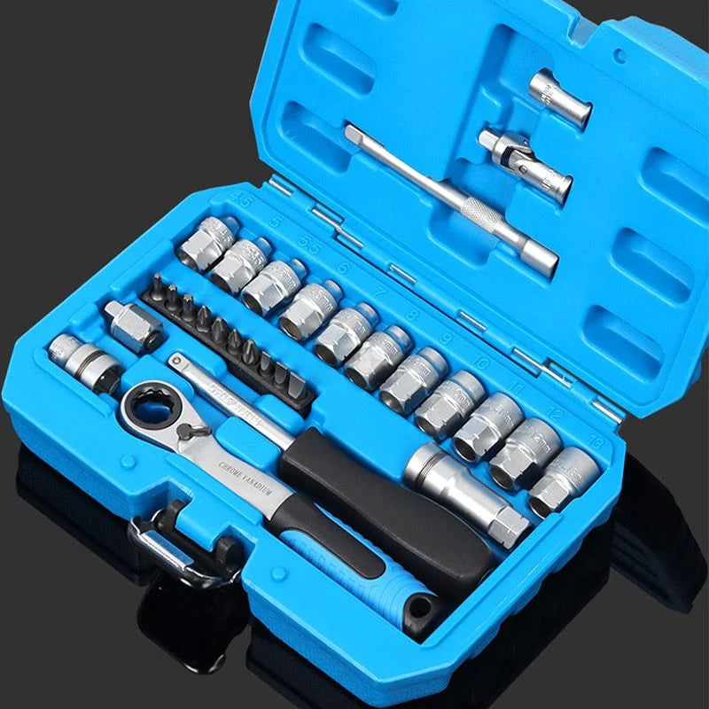 Ratchet Wrench Set Bidirectional Chromium-Vanadium Steel Compact Case