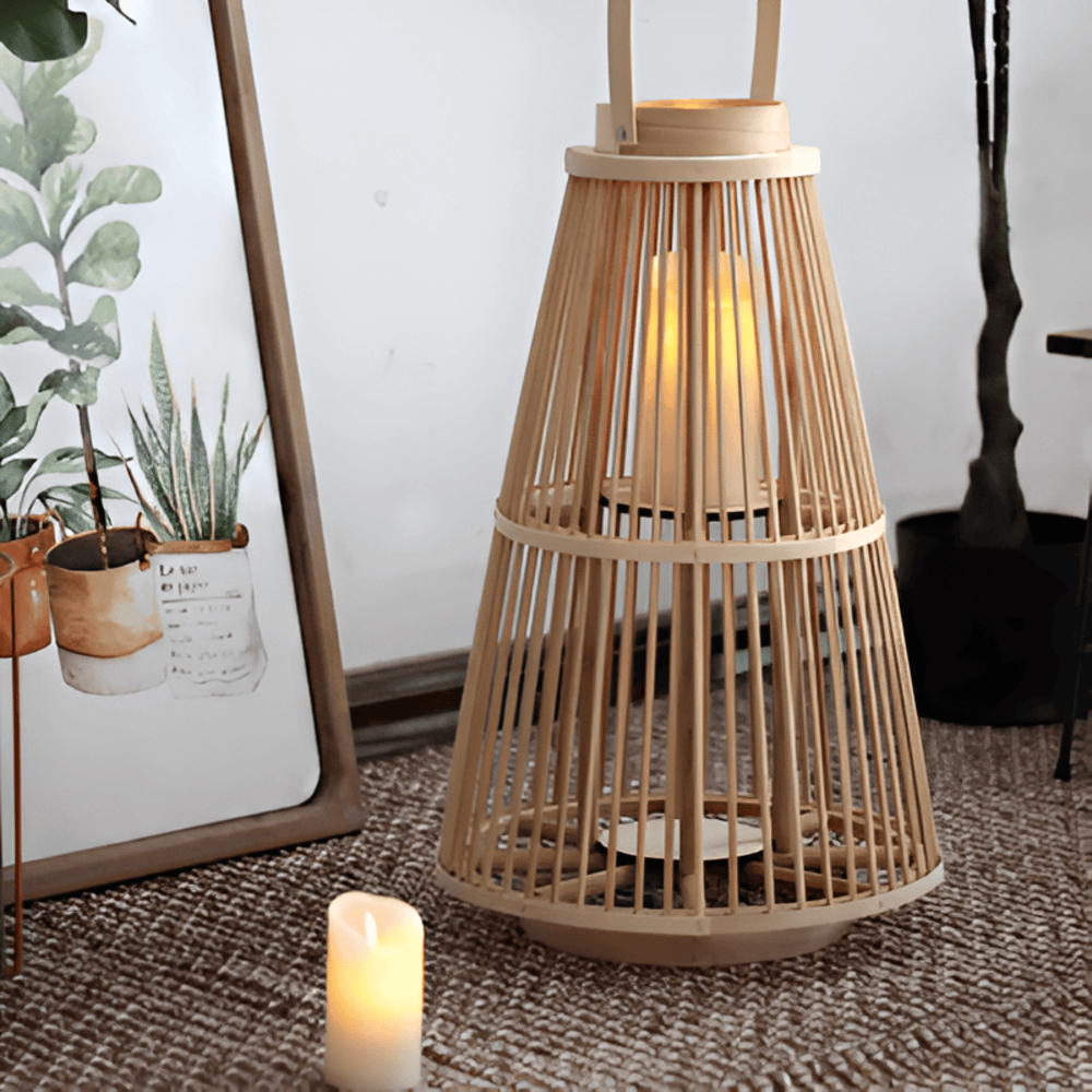 Rattan Lantern Handwoven Flameless LED Candle & Battery Powered