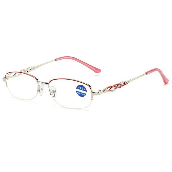 Reading Glasses Multifocal Blue Light Filter Rimless Metal Frame