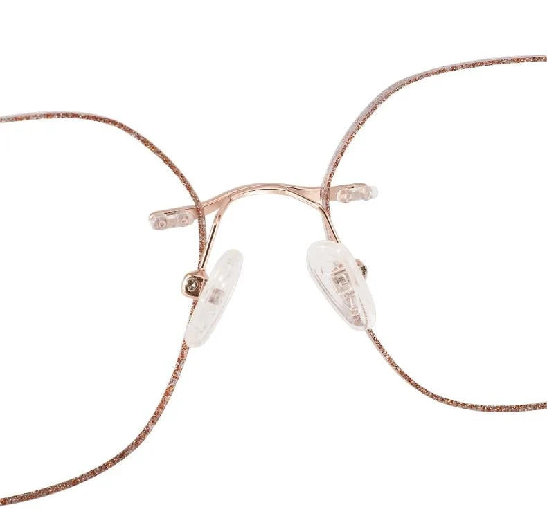 Reading Glasses Rimless Titanium Blue Light Rhinestone Accents