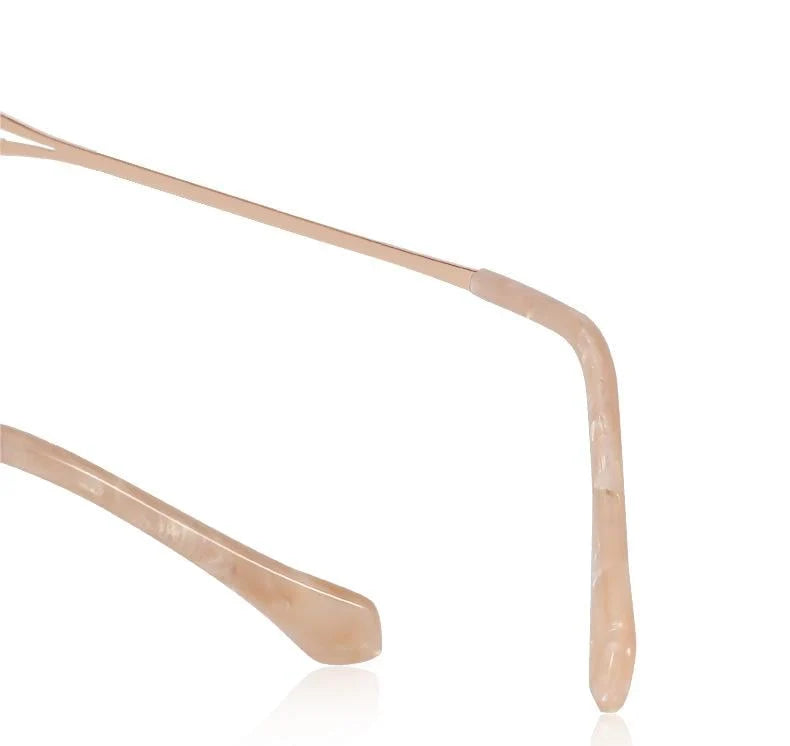 Reading Glasses Rimless Titanium Blue Light Rhinestone Accents