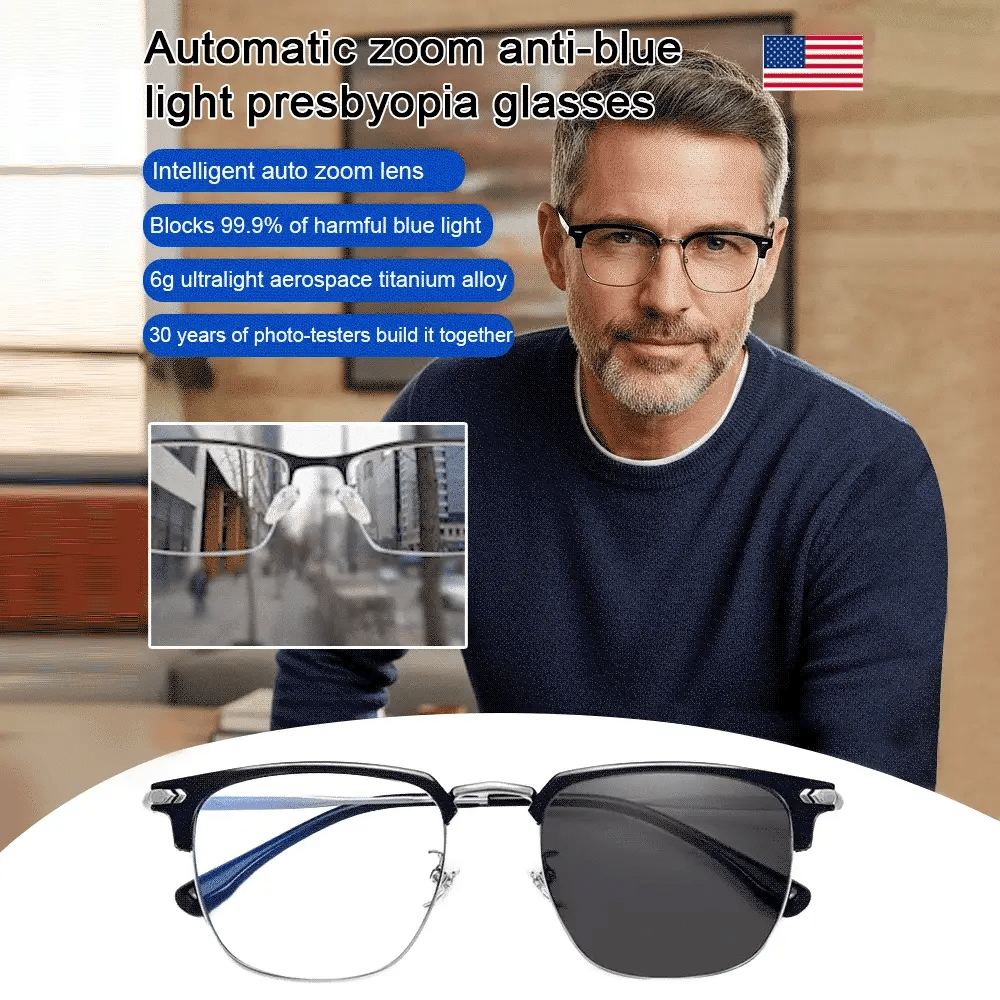 Reading Glasses Ultra-Light Titanium Blue Light Filter