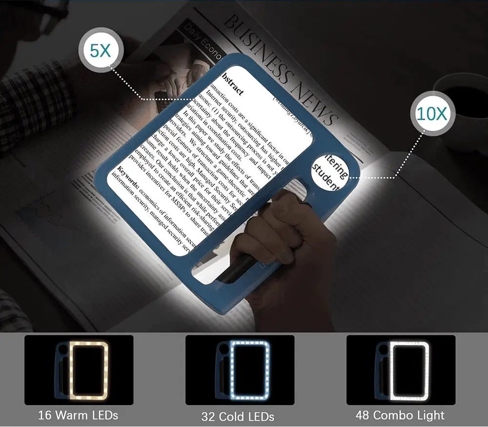 Reading Magnifier LED Light Dual Magnification USB Rechargeable