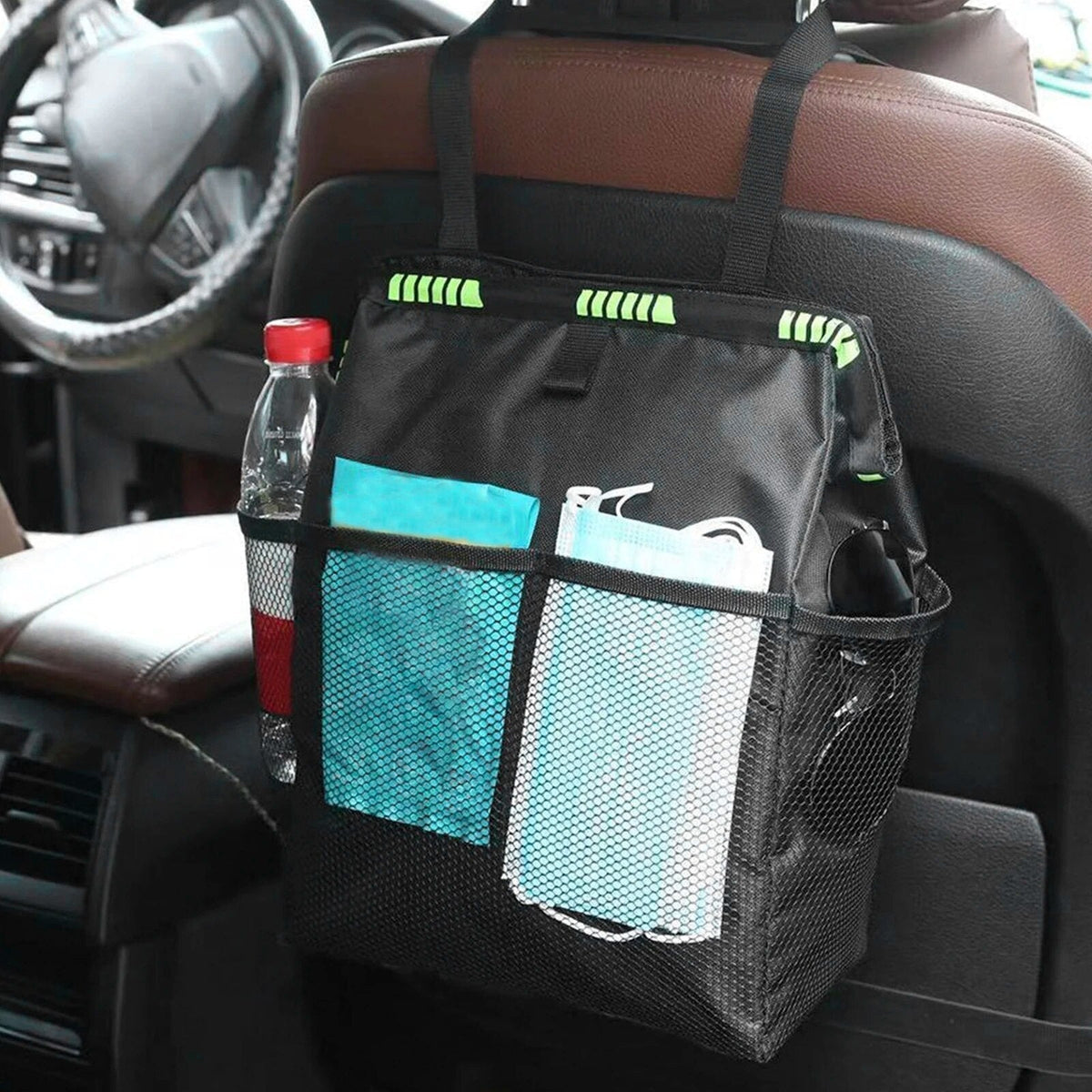 Rear Seat Organizer Mesh Pockets & Adjustable Straps