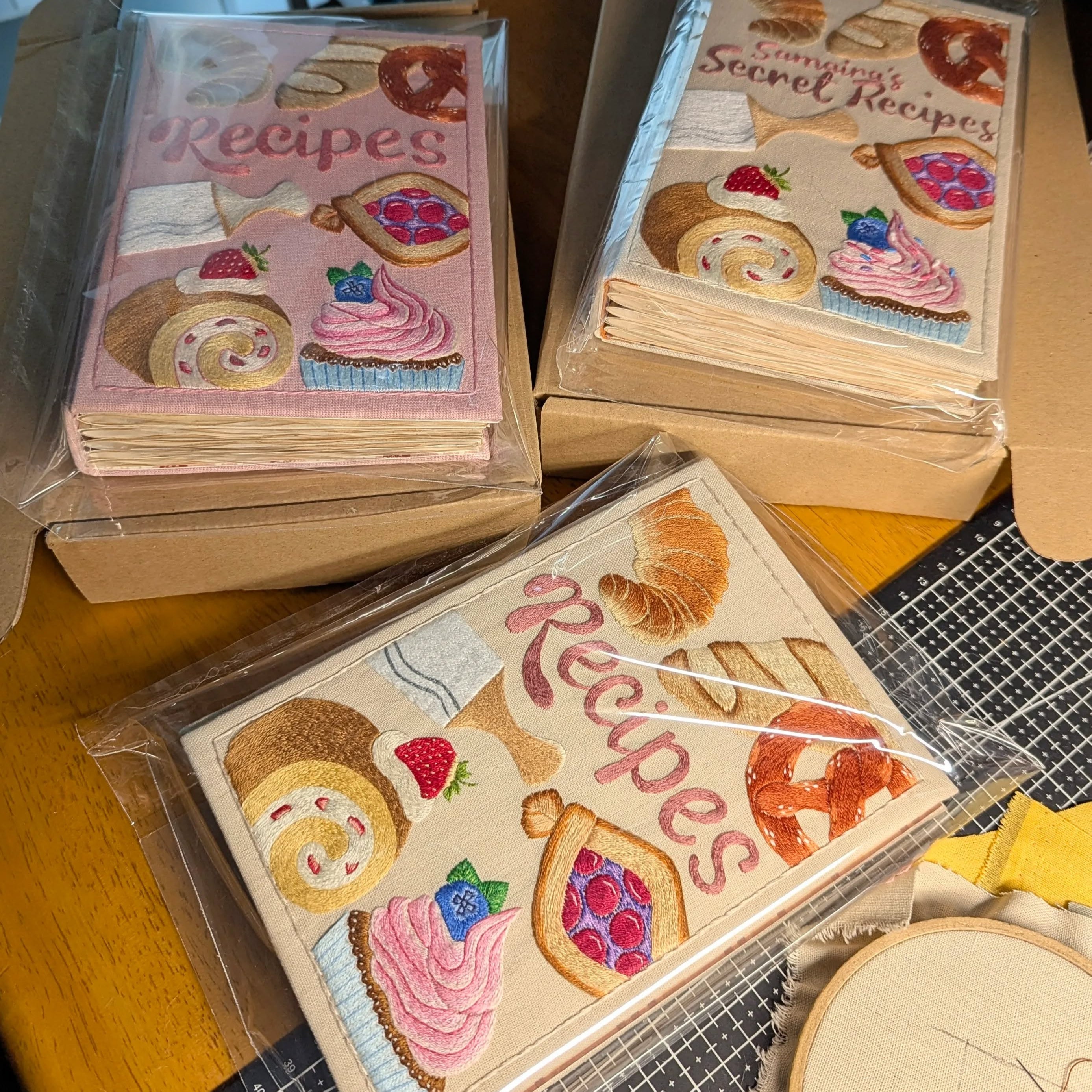 Recipe Book Hand-Embroidered Cover Splash-Resistant Pages