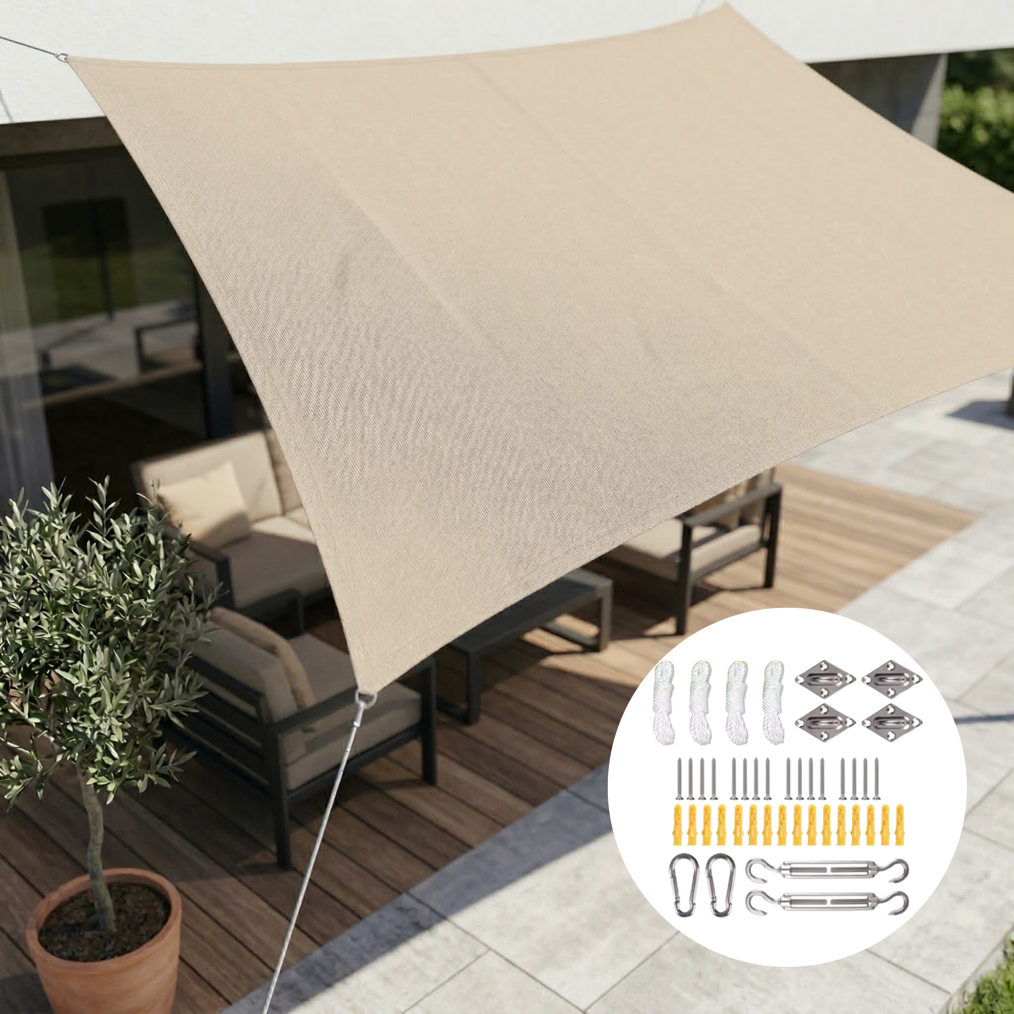 Rectangular Sunshade Sail Waterproof UV Protection Tear-Resistant