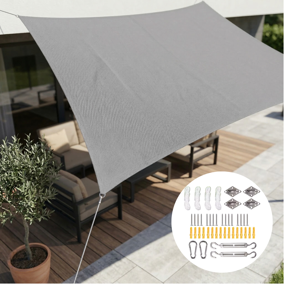 Rectangular Sunshade Sail Waterproof UV Protection Tear-Resistant