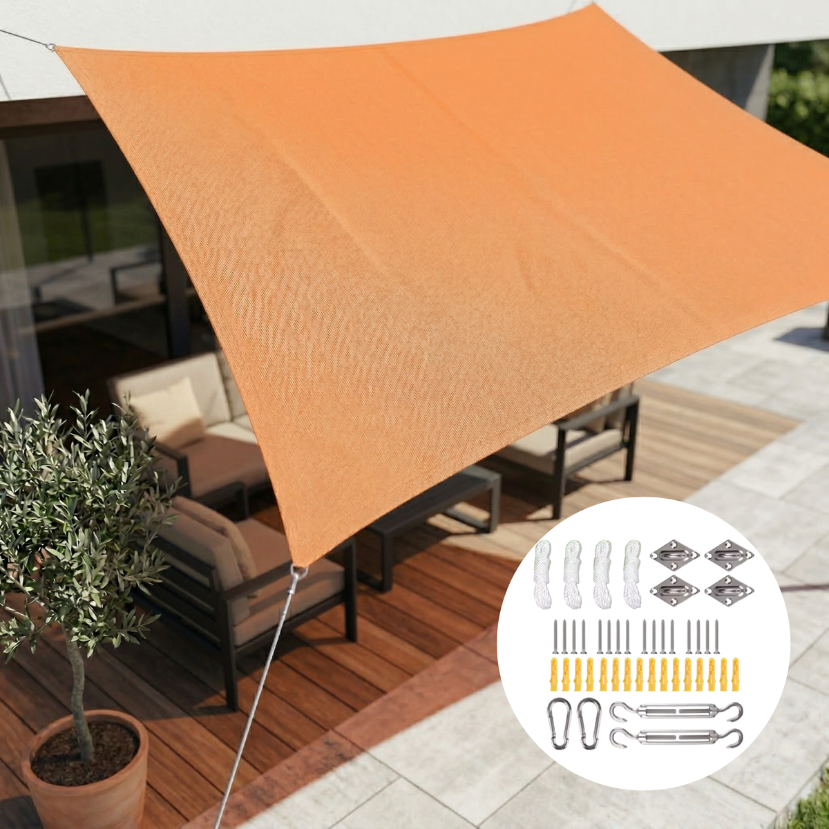 Rectangular Sunshade Sail Waterproof UV Protection Tear-Resistant