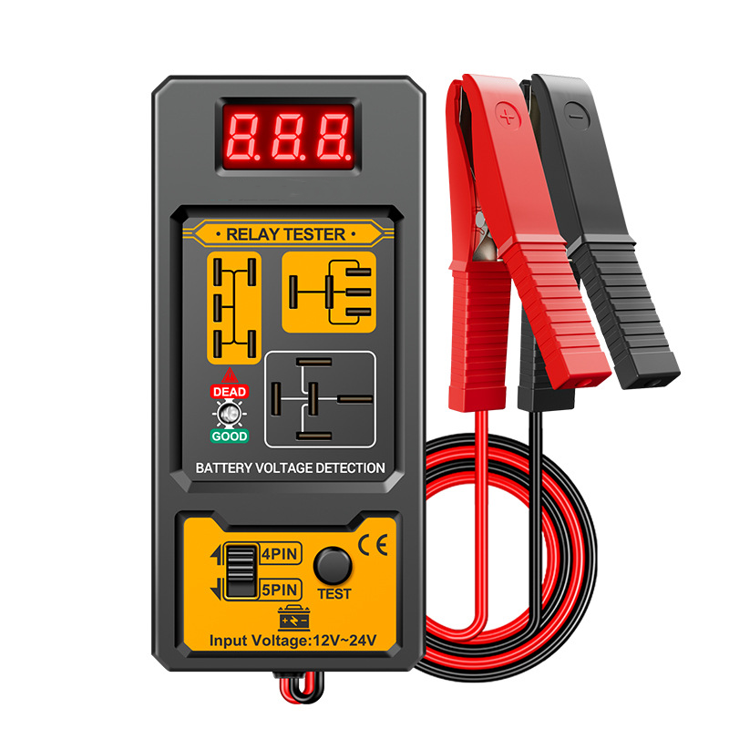 Relay Tester LED Voltage Display 11-25V Insulated Silicone Clamps