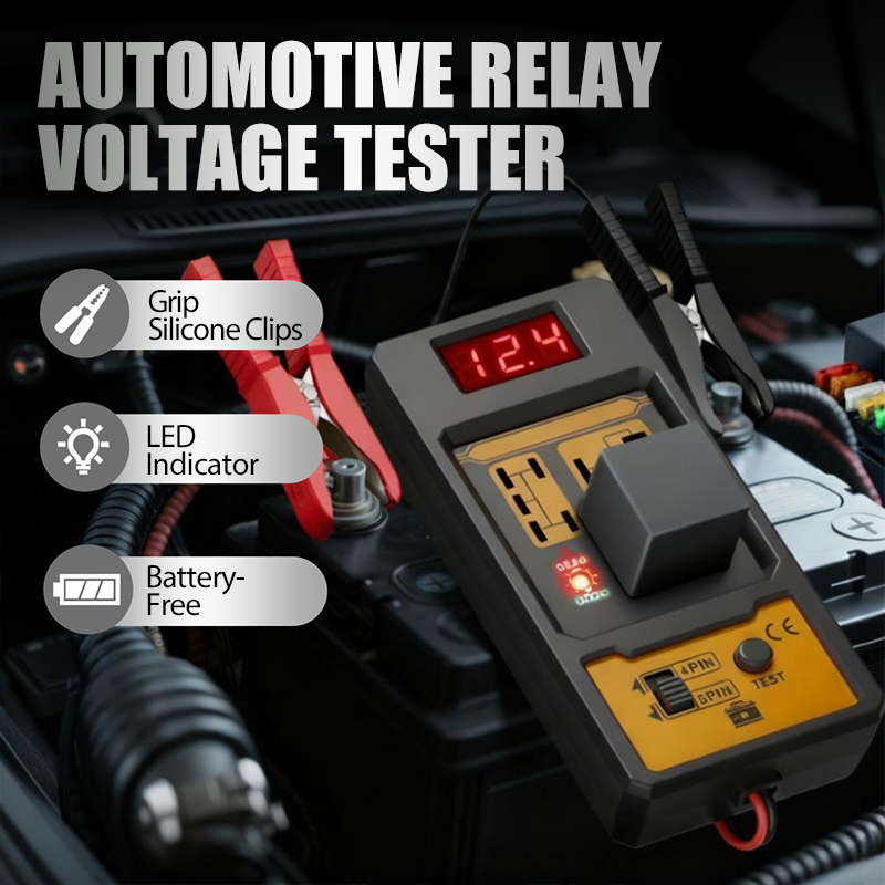 Relay Tester LED Voltage Display 11-25V Insulated Silicone Clamps