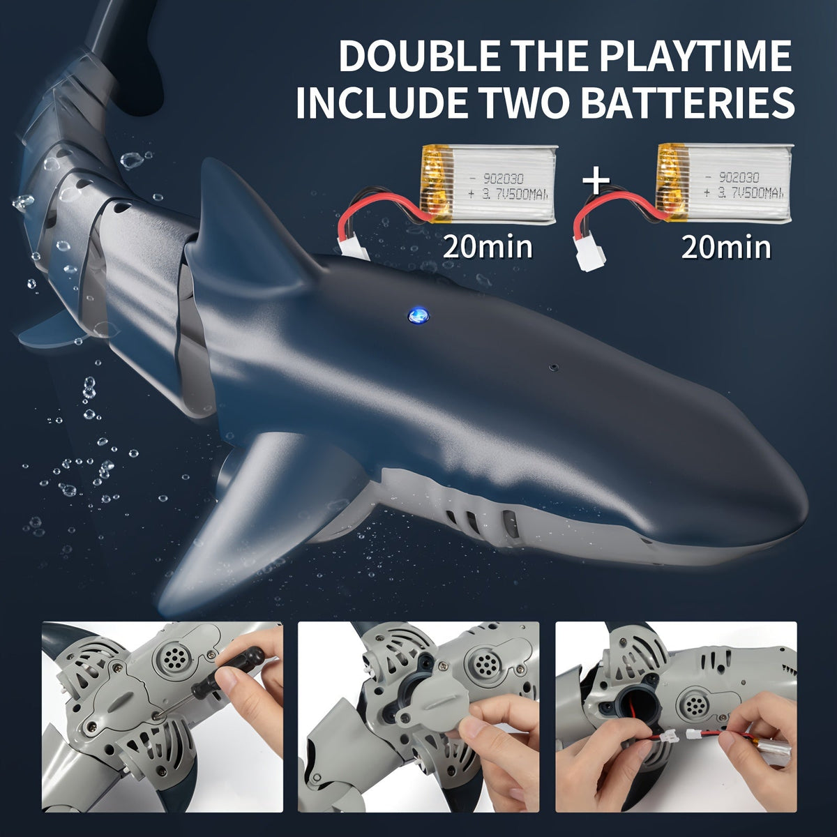 Remote Control Shark Toy LED Lights & Water Spray