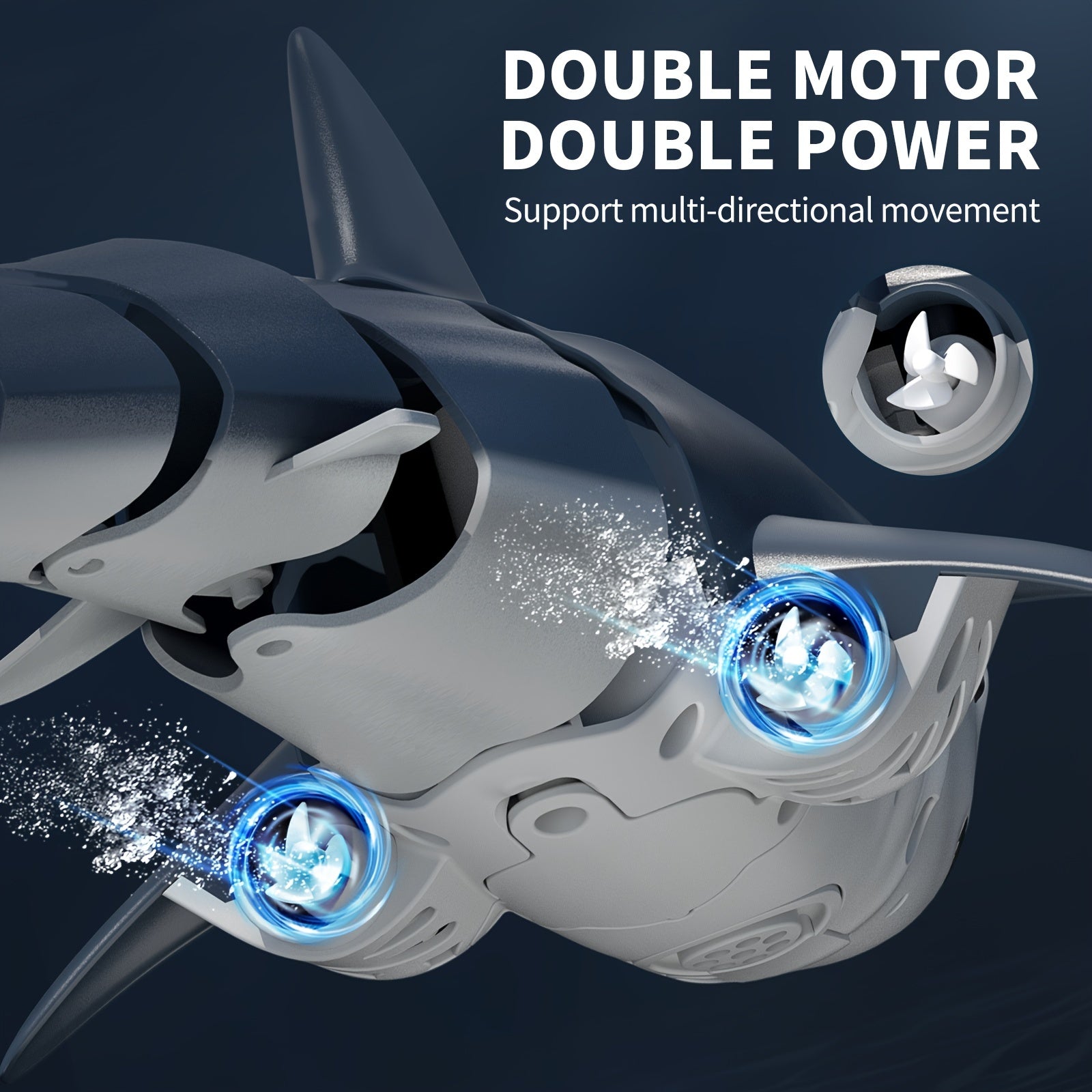 Remote Control Shark Toy LED Lights & Water Spray