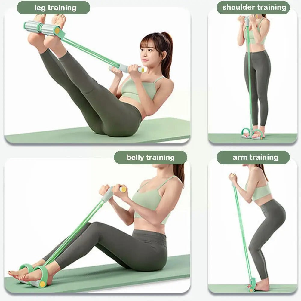 Resistance Band 4-Tube Even Resistance Non-Slip Handles & Pedals