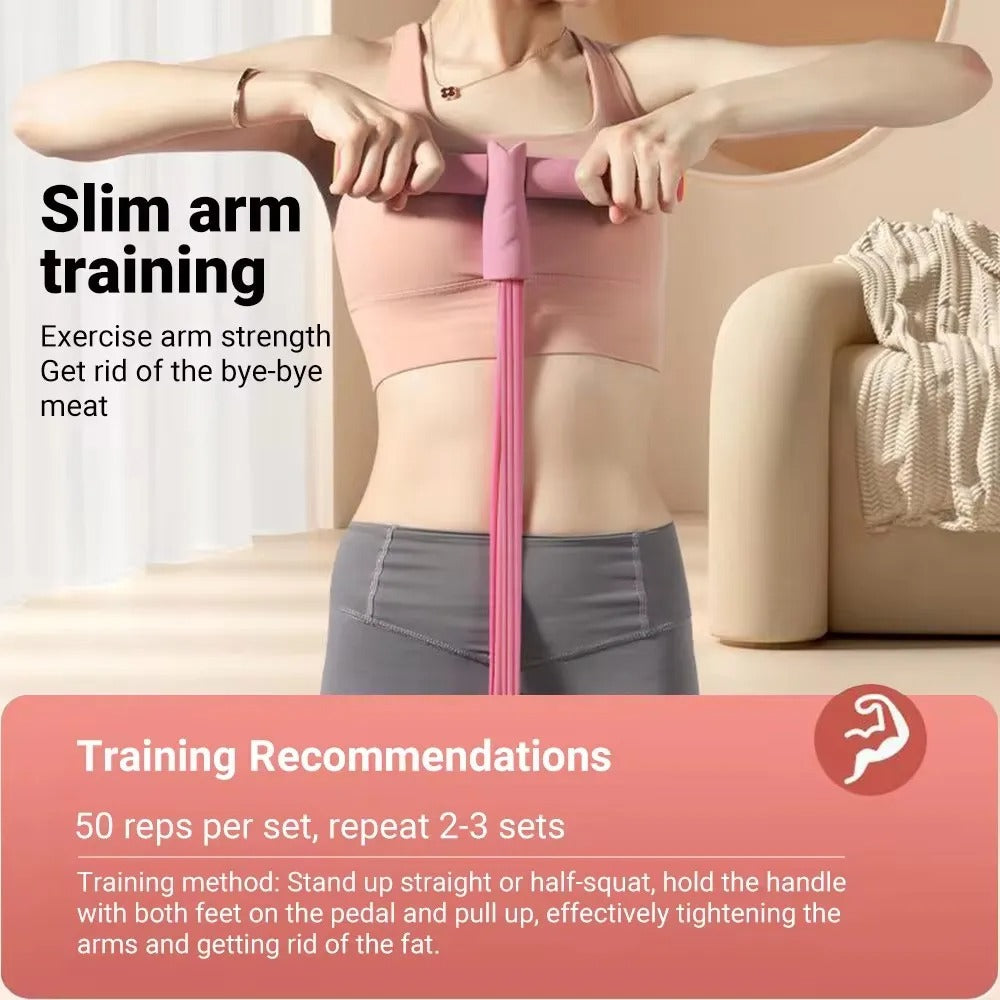 Resistance Band 4-Tube Even Resistance Non-Slip Handles & Pedals