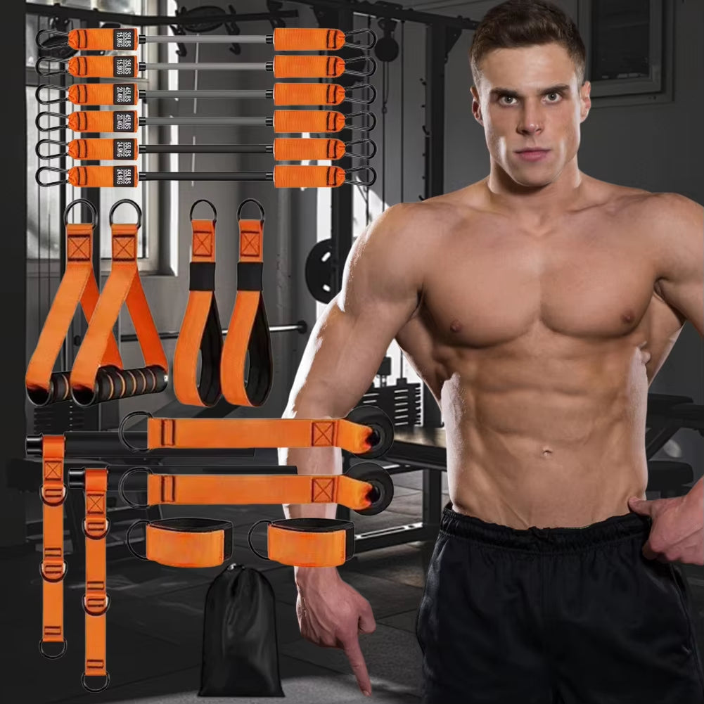 Resistance Band Set Natural Latex Bands & Modular Rod