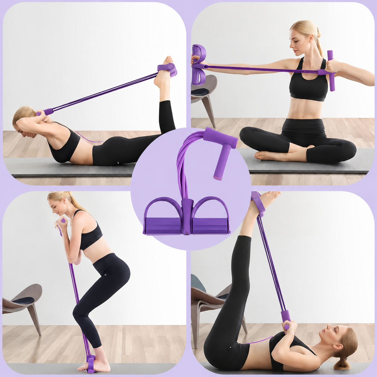 Resistance Band Trainer Soft-Grip Handles & Non-Slip Foot Loops