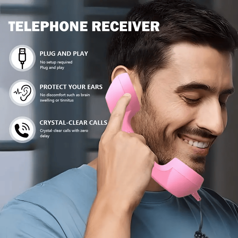 Retro Phone Handset Ergonomic Design USB Plug & Play