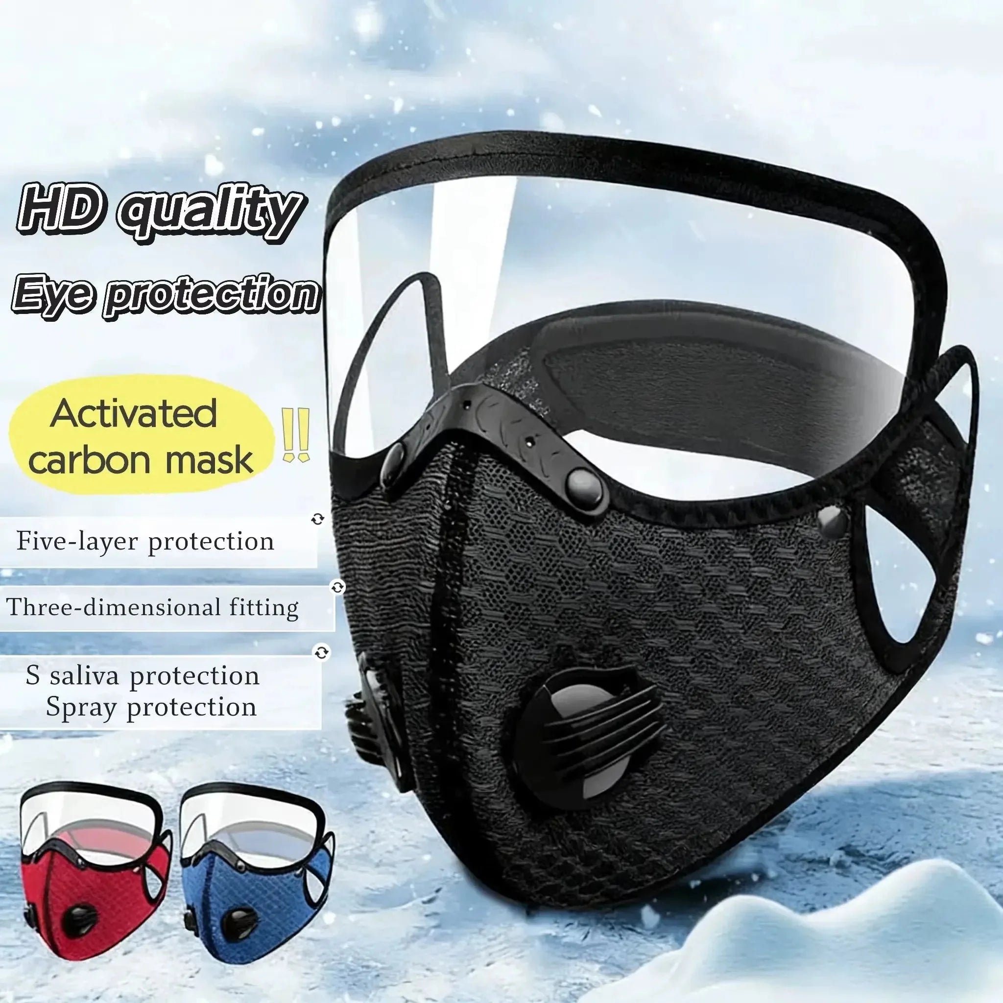 Reusable Dust Mask Detachable Activated Carbon Filter Clear Visor