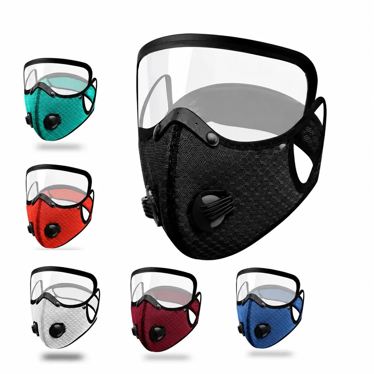 Reusable Dust Mask Detachable Activated Carbon Filter Clear Visor