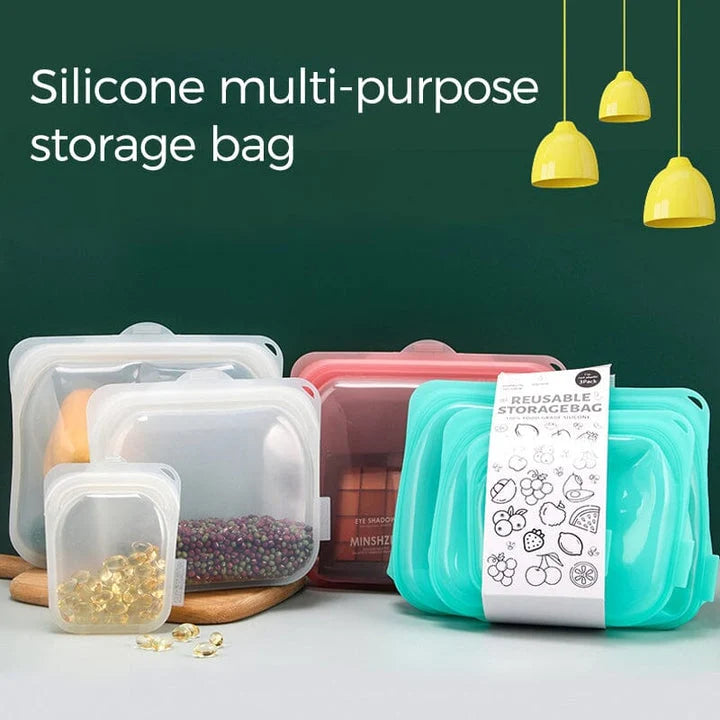 Reusable Food Storage Bags Platinum Silicone Airtight