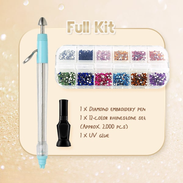 Rhinestone Applicator Set Ergonomic Pen 2,000 Stones