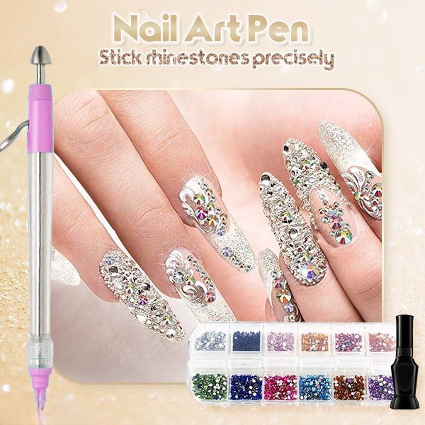 Rhinestone Applicator Set Ergonomic Pen 2,000 Stones