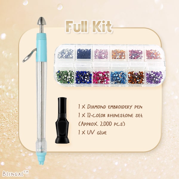 Rhinestone Applicator Set Ergonomic Pen 2,000 Stones