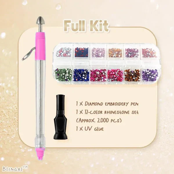 Rhinestone Applicator Set Ergonomic Pen 2,000 Stones