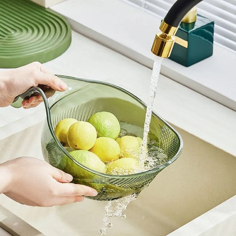 Rice Washing Bowl Fine Sieve Ergonomic Handle Pouring Spout