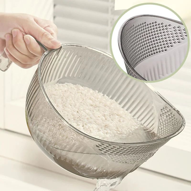 Rice Washing Bowl Fine Sieve Ergonomic Handle Pouring Spout