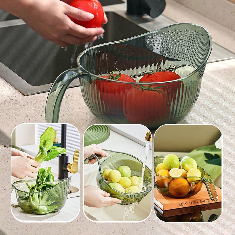 Rice Washing Bowl Fine Sieve & Pouring Spout Ergonomic Handle