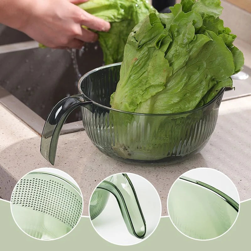 Rice Washing Bowl Fine Sieve & Pouring Spout Ergonomic Handle