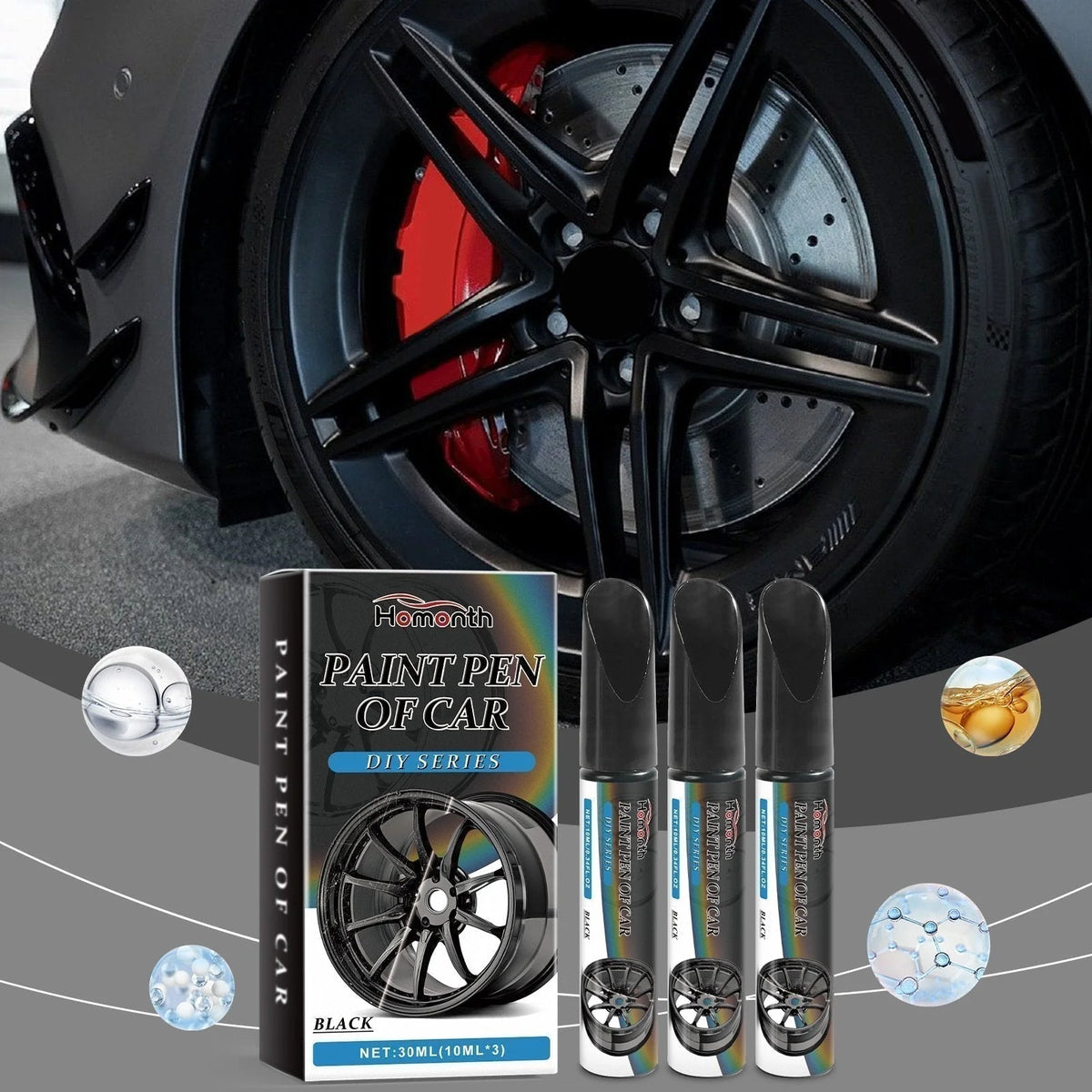 Rim Paint Pen Black Fine Tip Quick-Dry Rust-Resistant