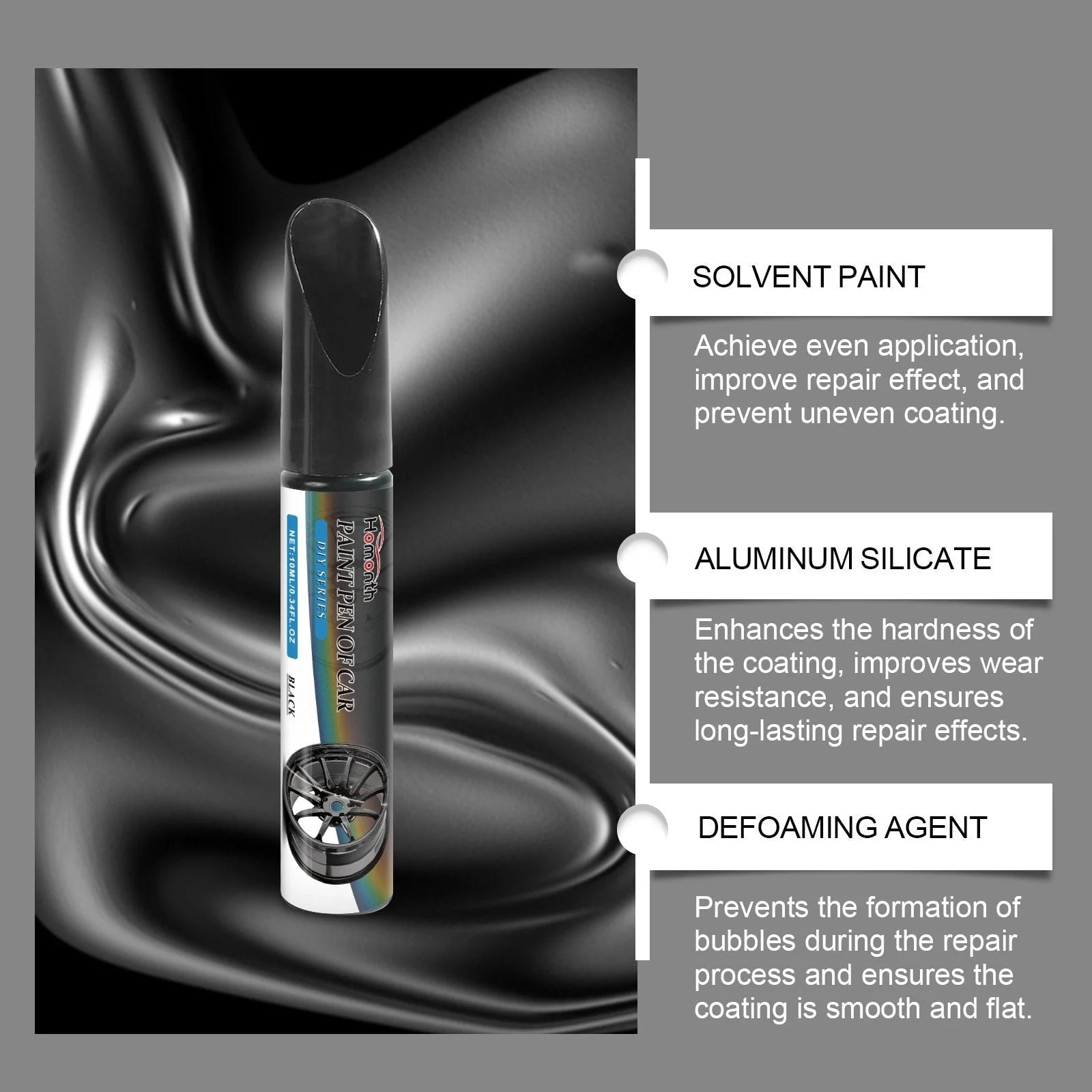 Rim Paint Pen Black Fine Tip Quick-Dry Rust-Resistant