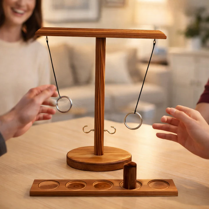 Ring Toss Game Solid Wood Pre-Assembled Scoring Tray
