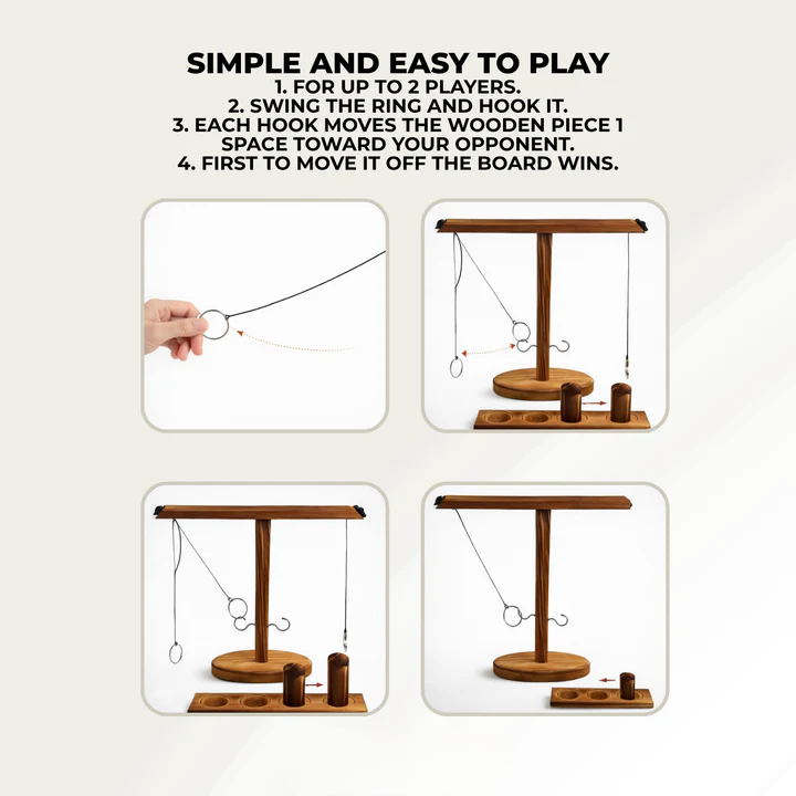 Ring Toss Game Solid Wood Pre-Assembled Scoring Tray