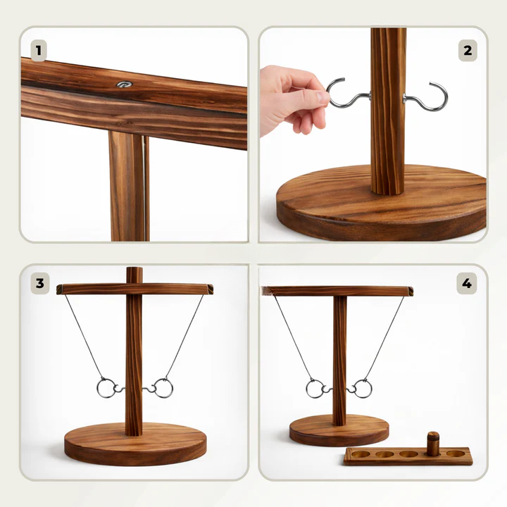 Ring Toss Game Solid Wood Pre-Assembled Scoring Tray