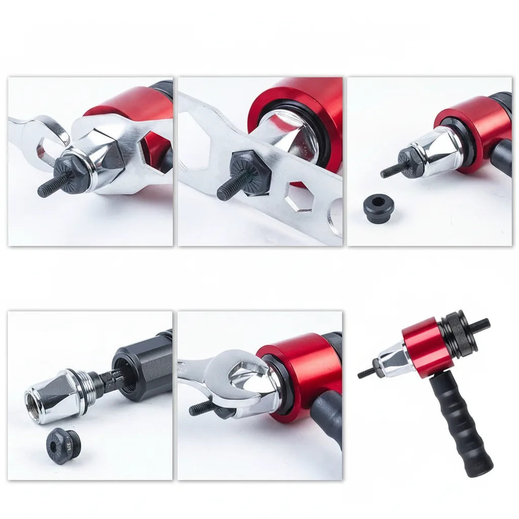 Rivet Nut Adapter 5-Mandrel Quick-Change Aluminum & Rubber Grip