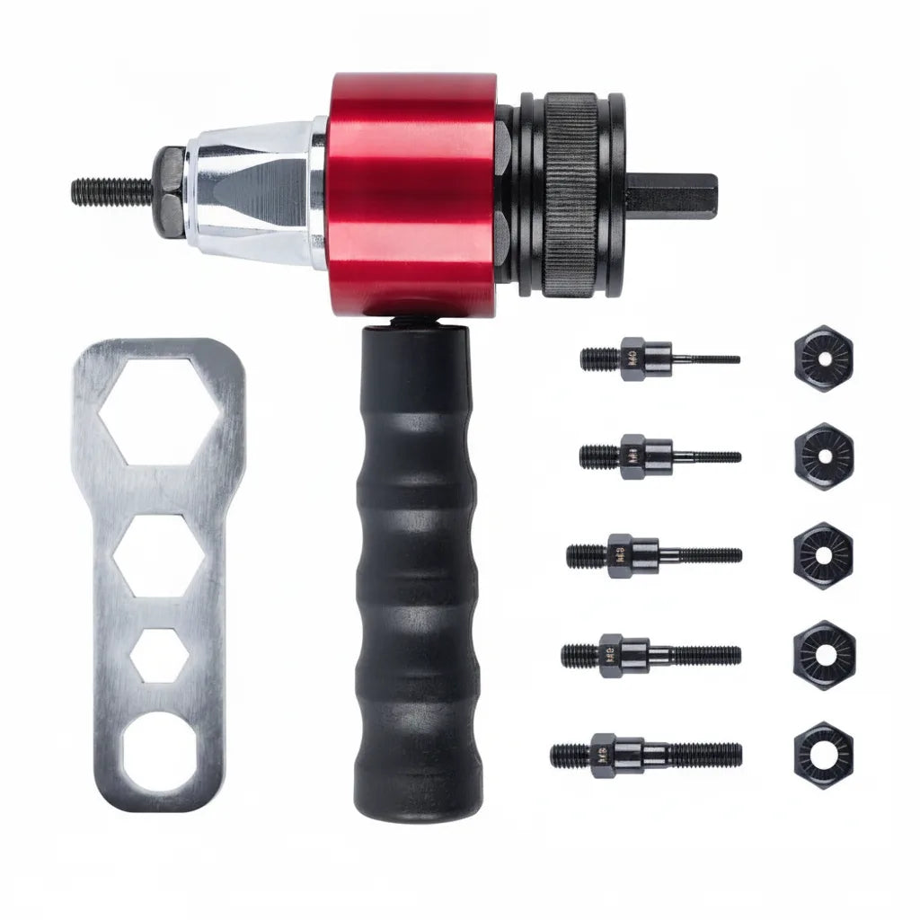 Rivet Nut Adapter 5-Mandrel Quick-Change Aluminum & Rubber Grip
