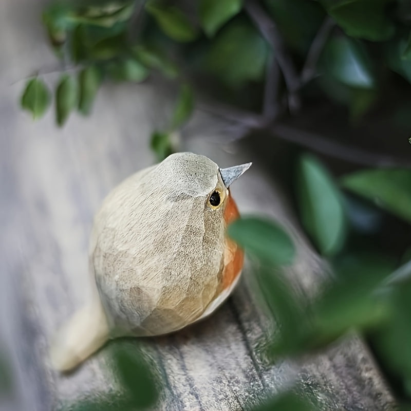 Robin Figurine Hand-Carved & Hand-Painted Solid Wood