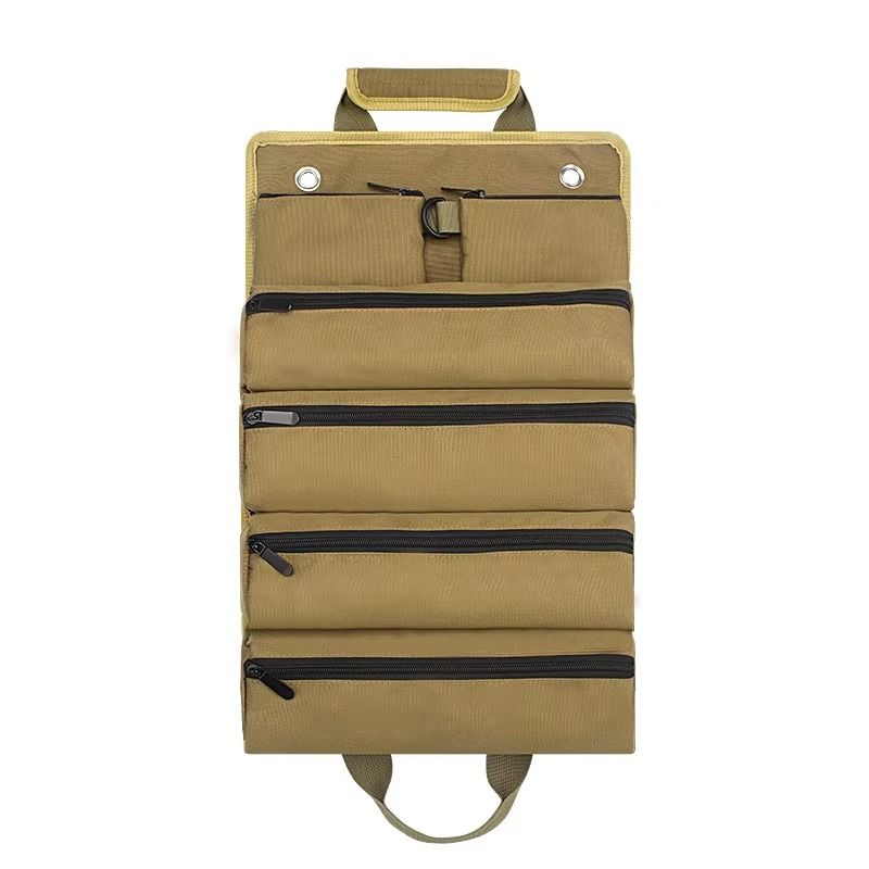 Roll-Up Tool Bag Detachable Clear Compartments Reinforced Fabric