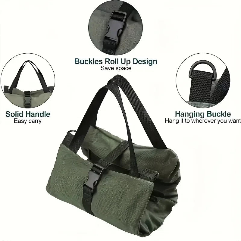 Roll-Up Tool Bag Multiple Zippered Compartments & Detachable Strap