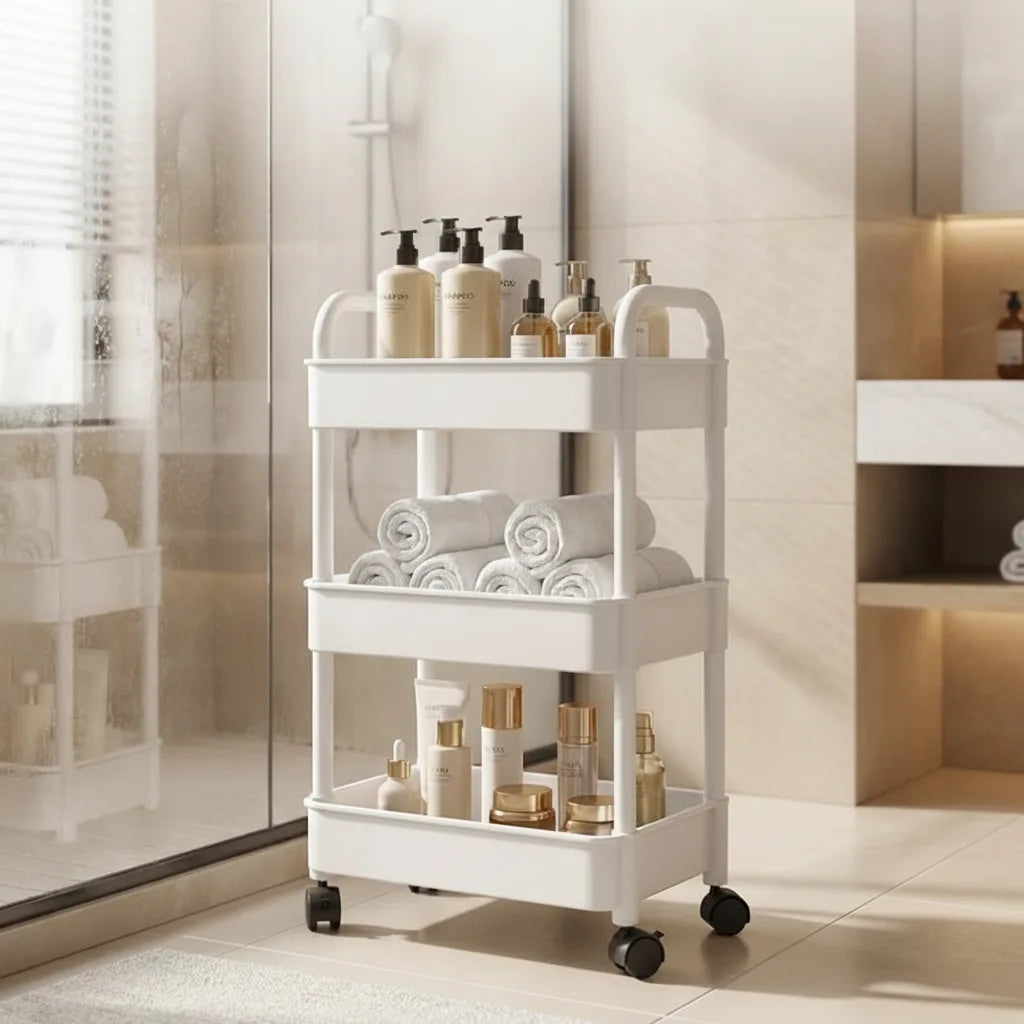Rolling Organizer Cart 9.8 Inch Multi-Tier Locking Swivel Wheels