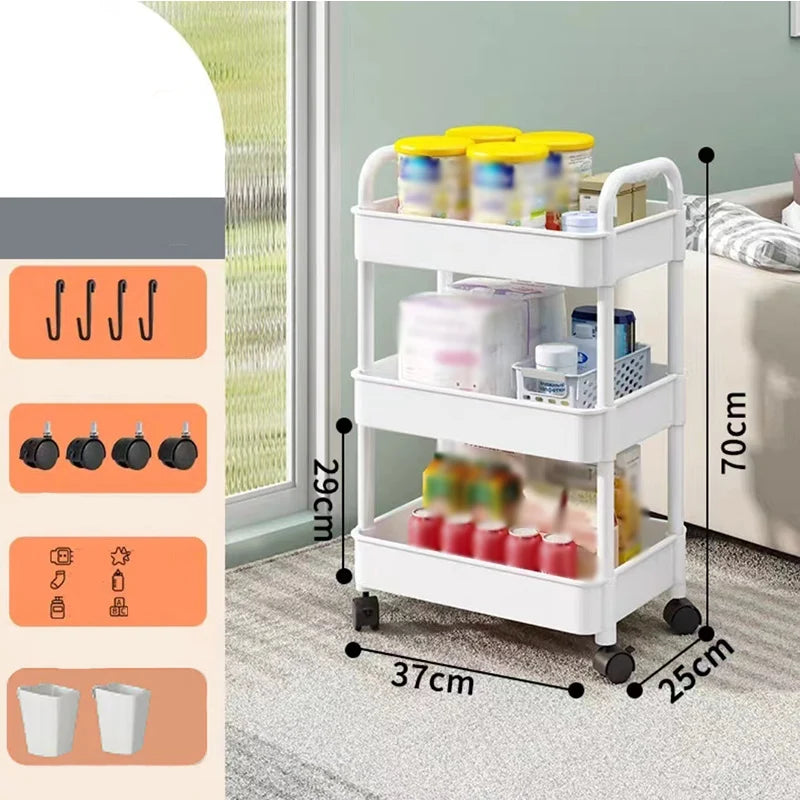 Rolling Organizer Cart 9.8 Inch Multi-Tier Locking Swivel Wheels