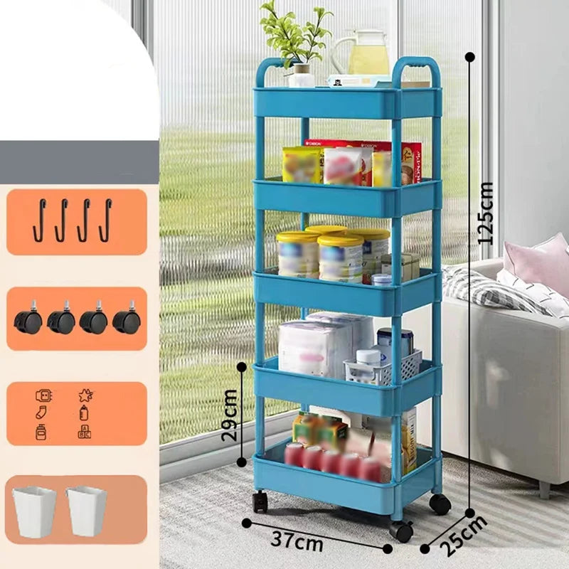 Rolling Organizer Cart 9.8 Inch Multi-Tier Locking Swivel Wheels