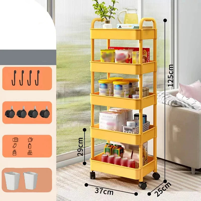 Rolling Organizer Cart 9.8 Inch Multi-Tier Locking Swivel Wheels
