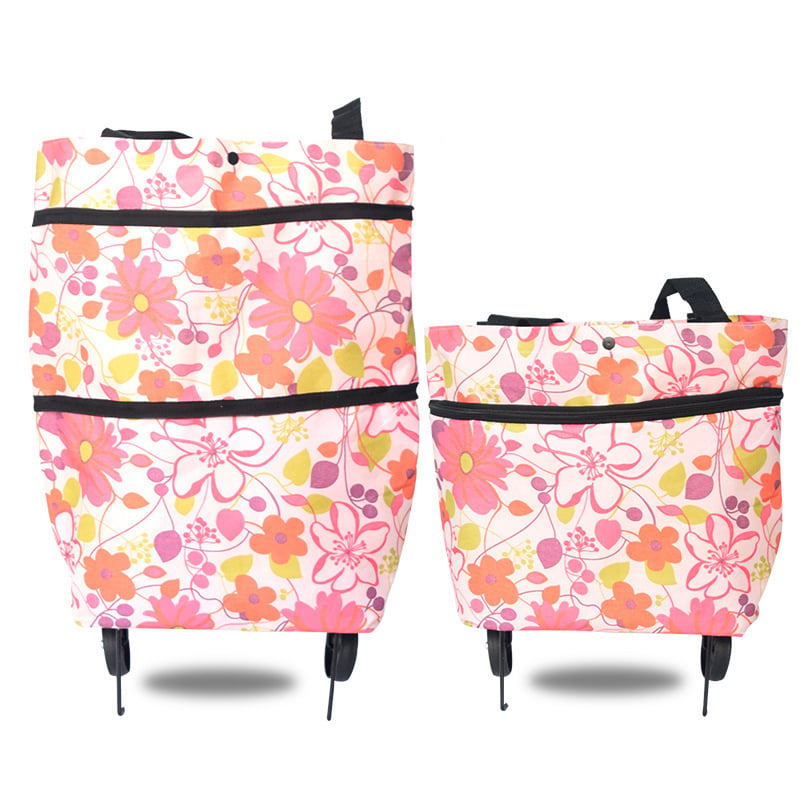 Rolling Shopping Bag Expandable Waterproof Oxford Wheels