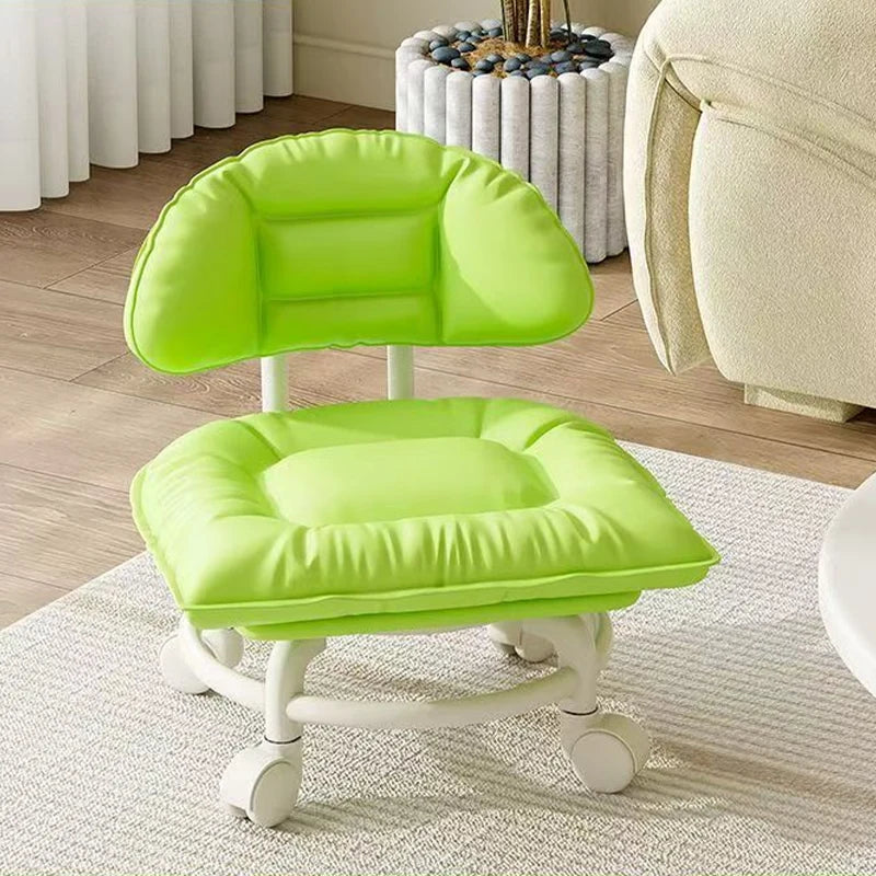 Rolling Stool Padded Seat & Backrest Silent 360° Casters