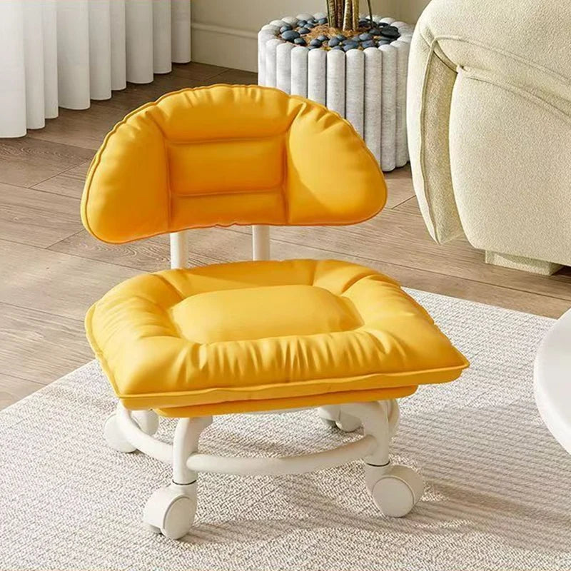 Rolling Stool Padded Seat & Backrest Silent 360° Casters